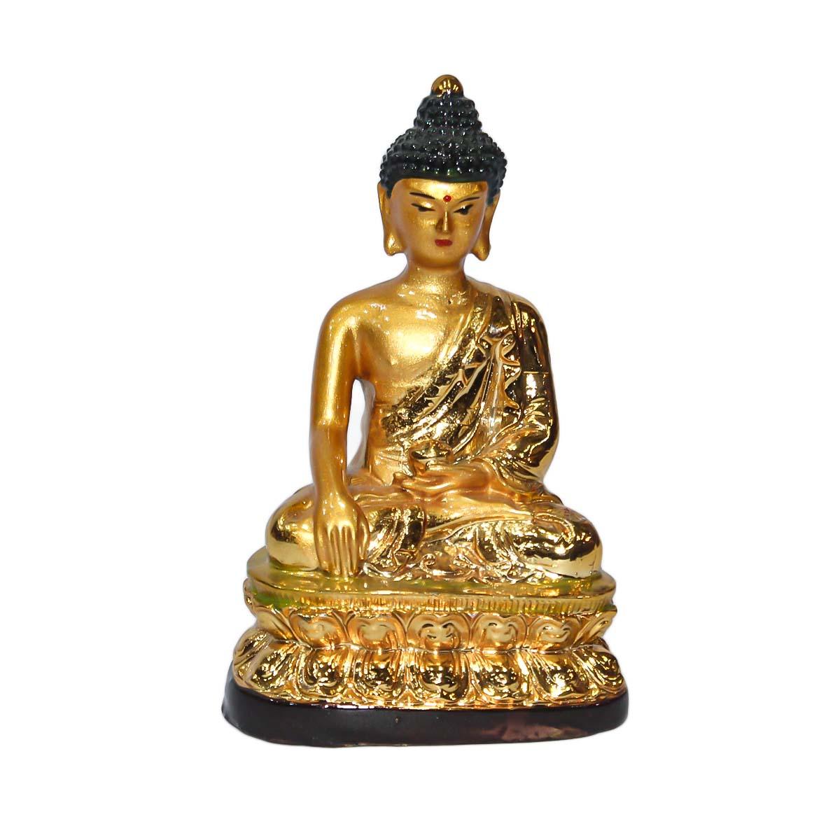 Golden Ceramic Lord Buddha Statue - 4 Inches