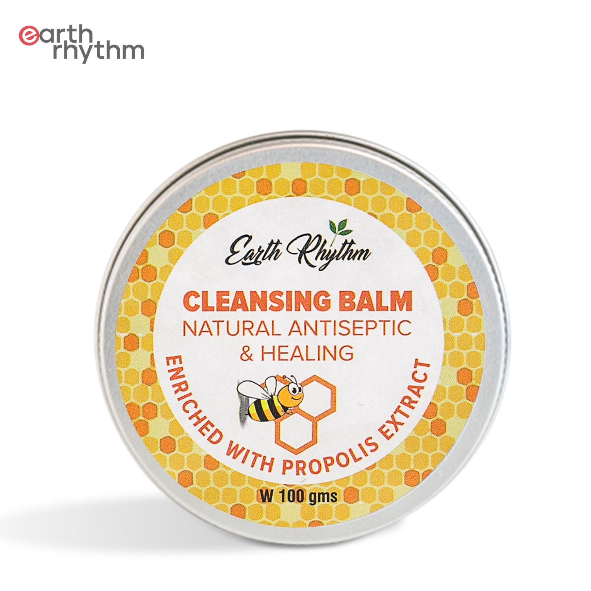Earth Rhythm Healing Cleansing Balm With Propolis for All Skin Types Antibacterial & Antioxidant - 100 gm