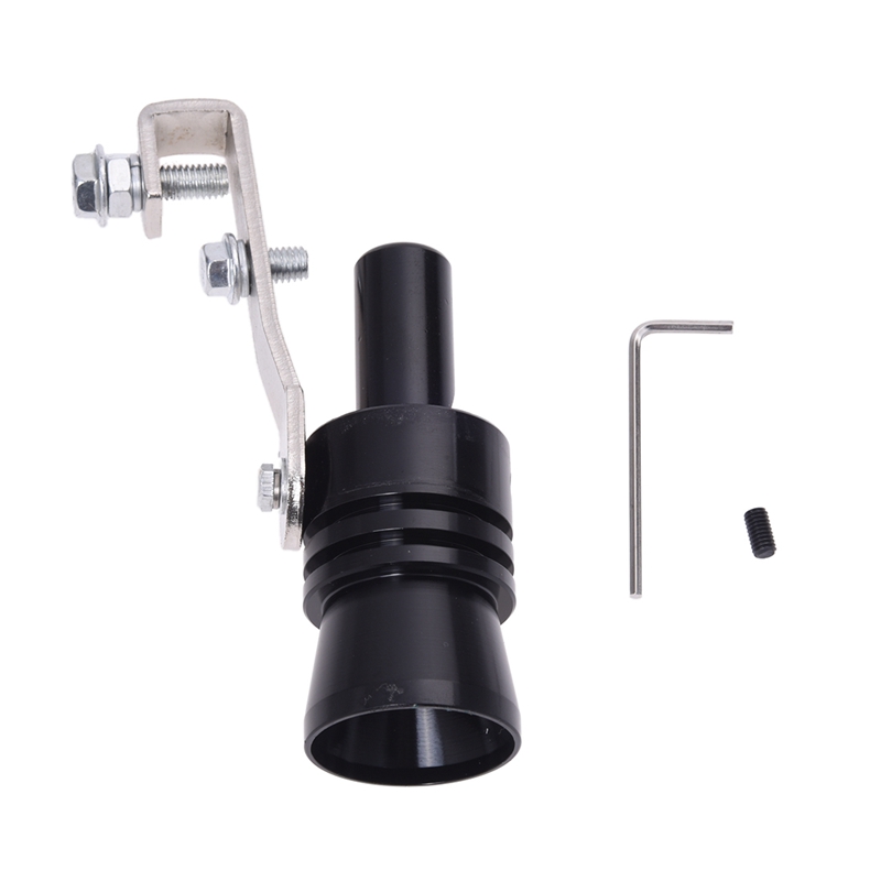 Aluminum Turbo Sound Whistle Exhaust Pipe Tailpipe BOV Blow-off Valve  Simulator Black (Size XL)