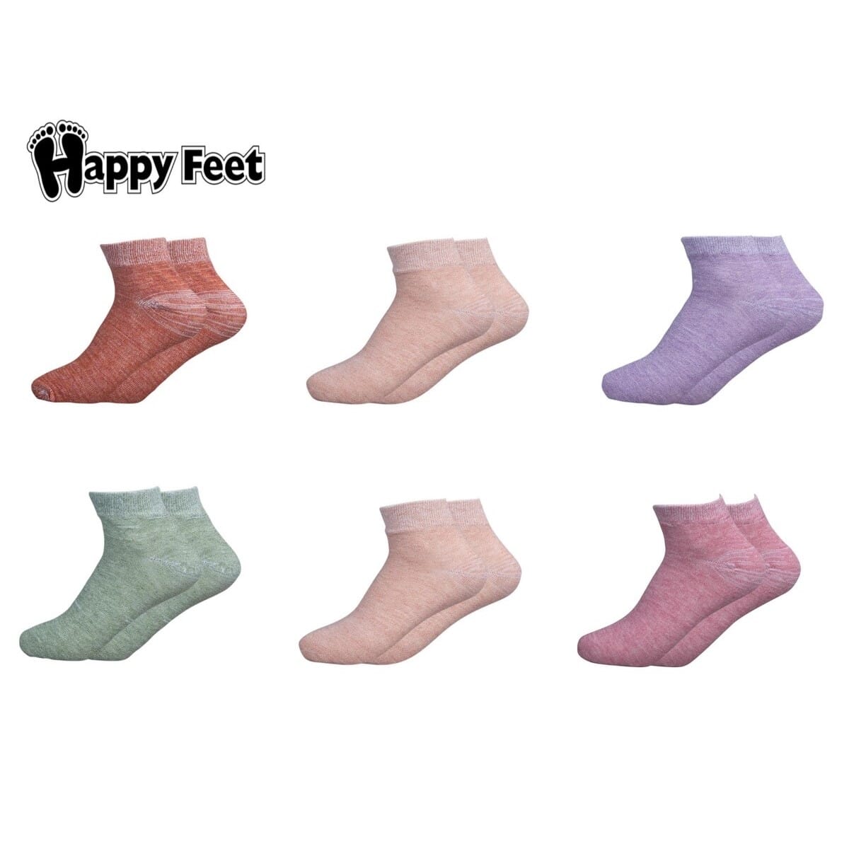 Pack of 6 Pairs of Ladies Plain Loafer Socks (2048)