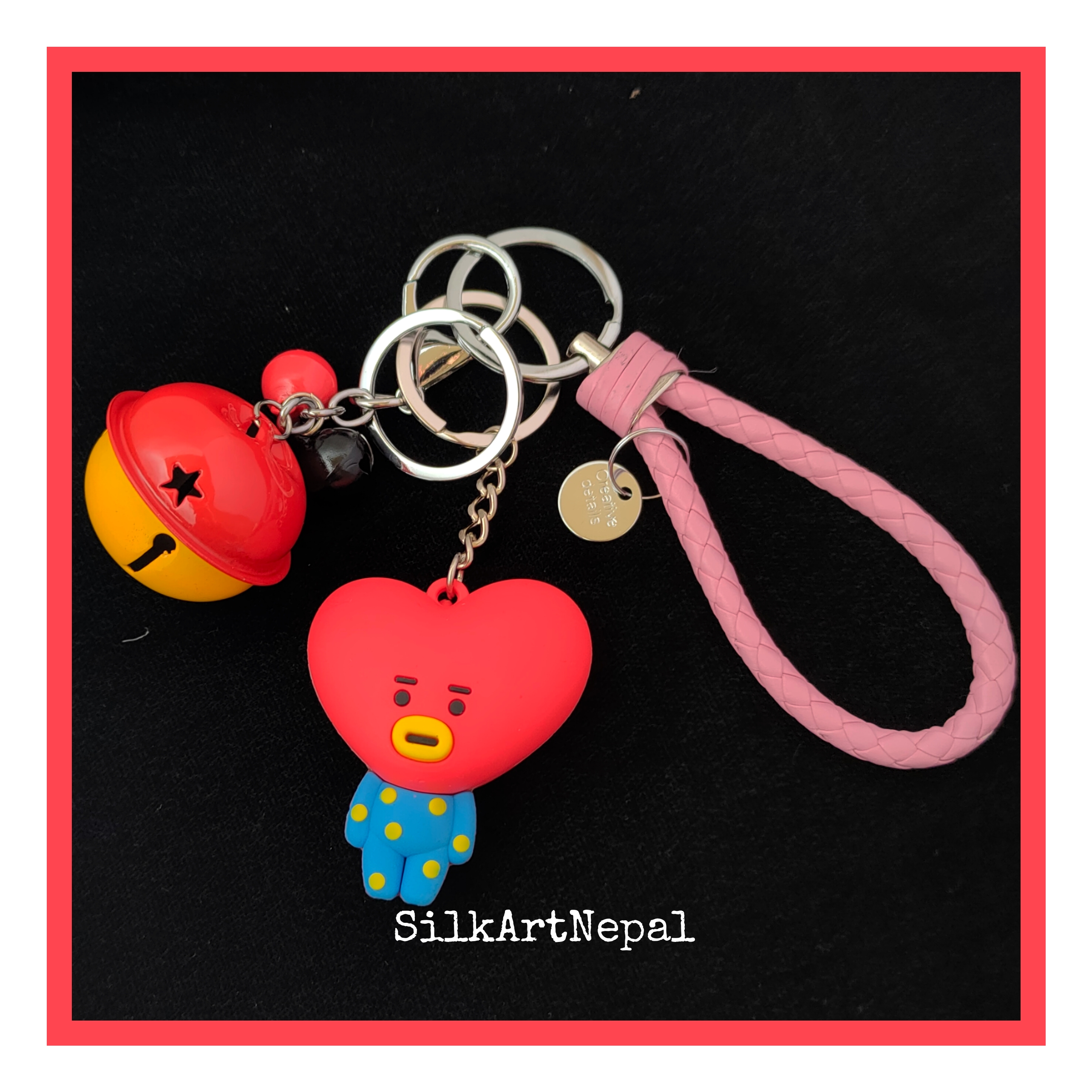 Silk Art BTS Bt21 Tata Key Chain Key Ring Kpop Bangtan Boys Character Handbag Accessories Gift