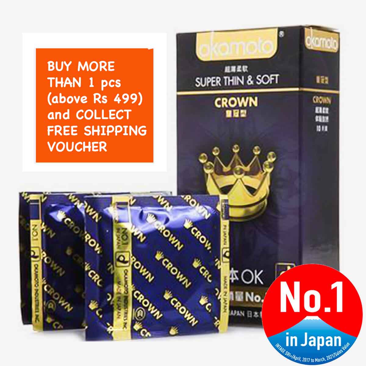 Japanese Thinnest Okamoto Crown Condom 12 Pcs.