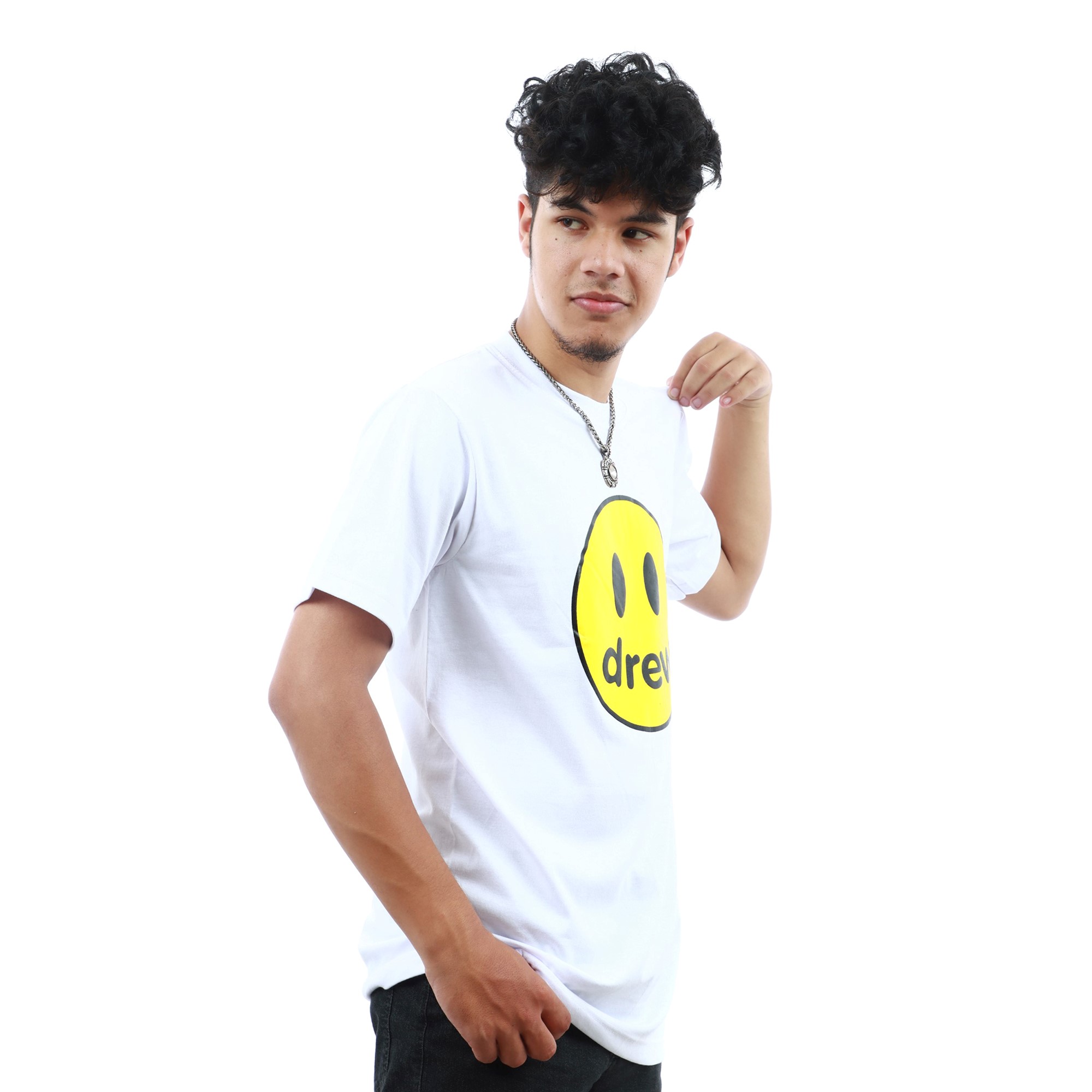 White Drew Casual Cotton Cool Hip Hop Printed StreetWear T-Shirt For Men By Arushi