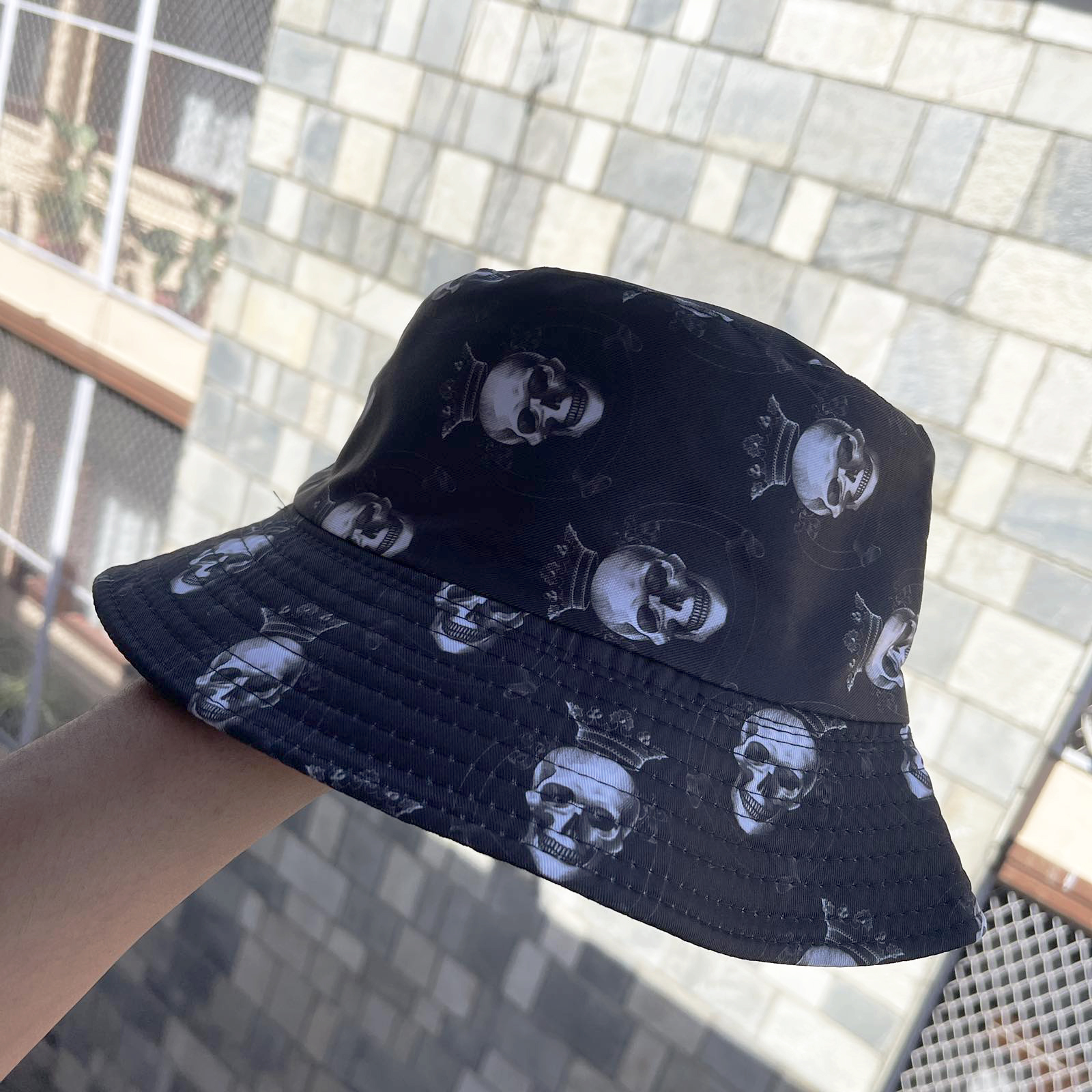 Spunky Add-ons Skull Printed Bucket Hat 