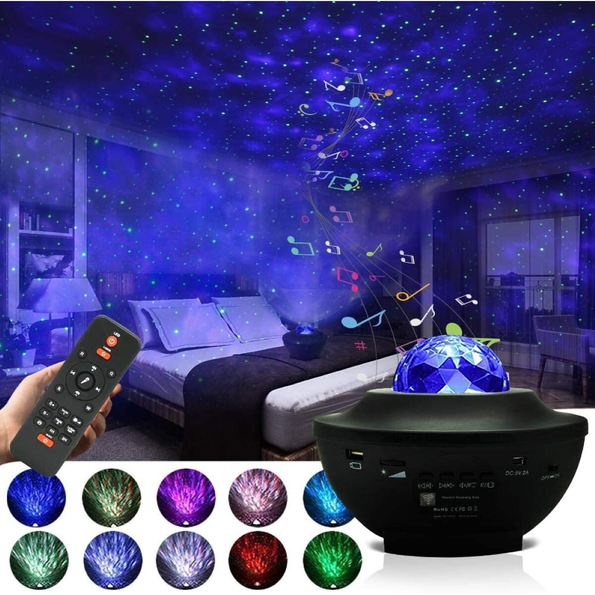 Galaxy Light Bluetooth Remote Control Starry Projection Lamp Star Projector  Light Star Night Light with Mp3t With Speaker And Cable