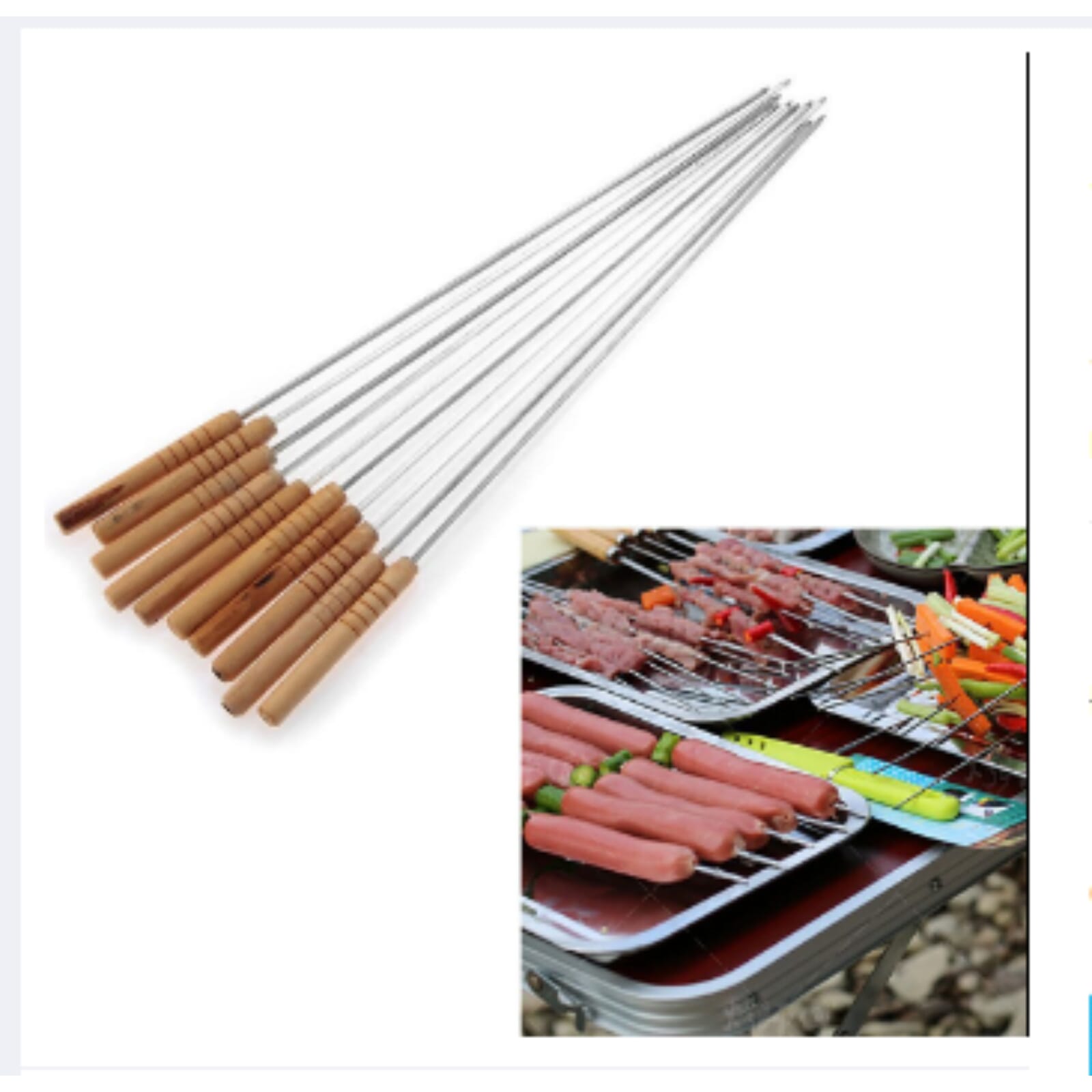 Pack of 12 Barbecue Skewers，Meccion 10Pcs Stainless Steel Barbecue String with W