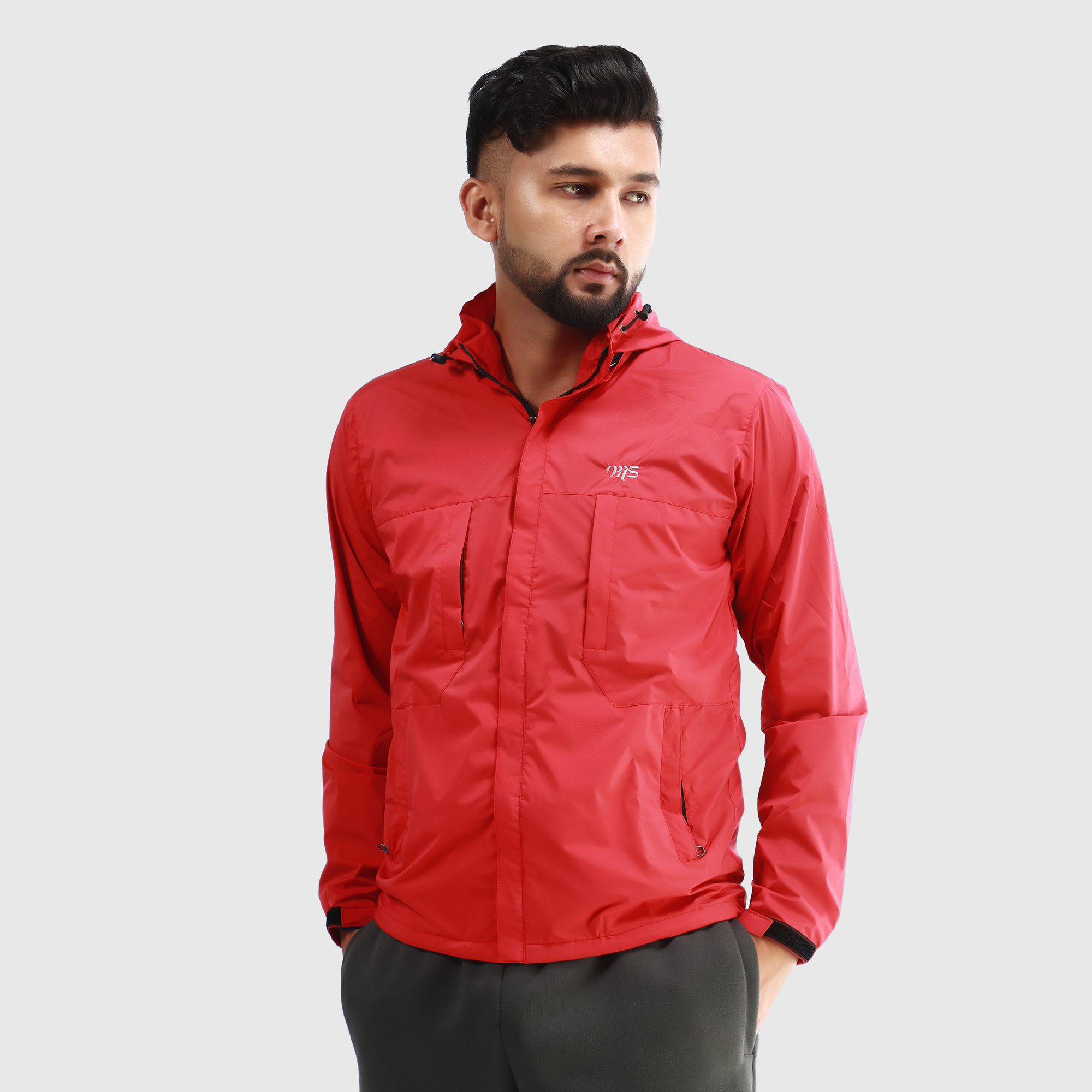 Moonstar Front Double Zipper Solid Windcheater Jacket For