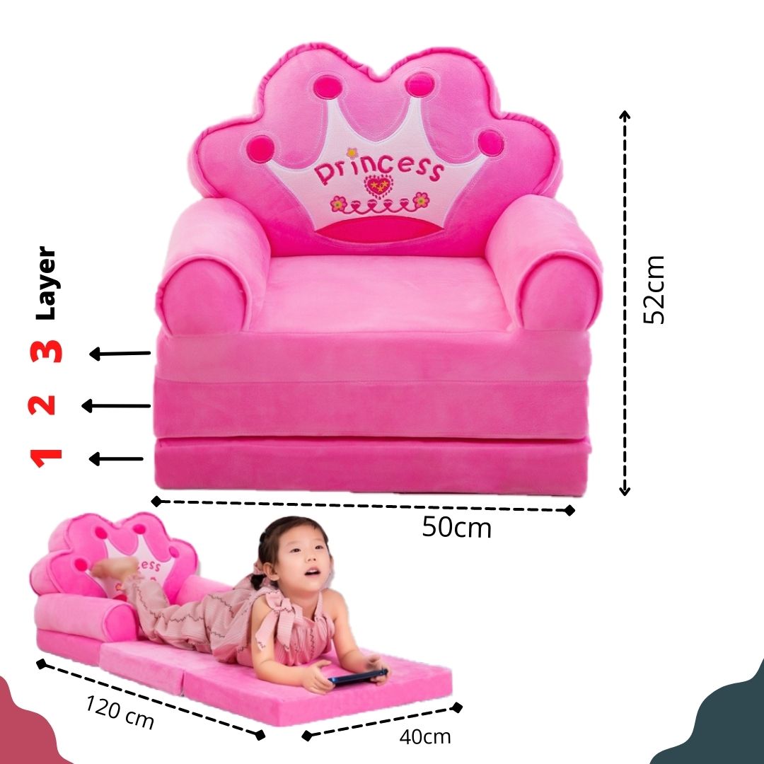 Pink Baby Chair Bed Three Layer Soft Plush Cushion Baby Sofa Seat