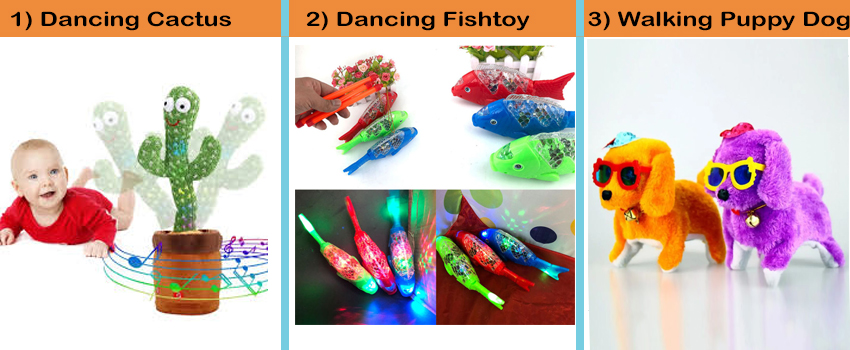 Baby Combo Set – Dancing Cactus, Walking Puppy, and Light-Up Fish Toy for Toddlers