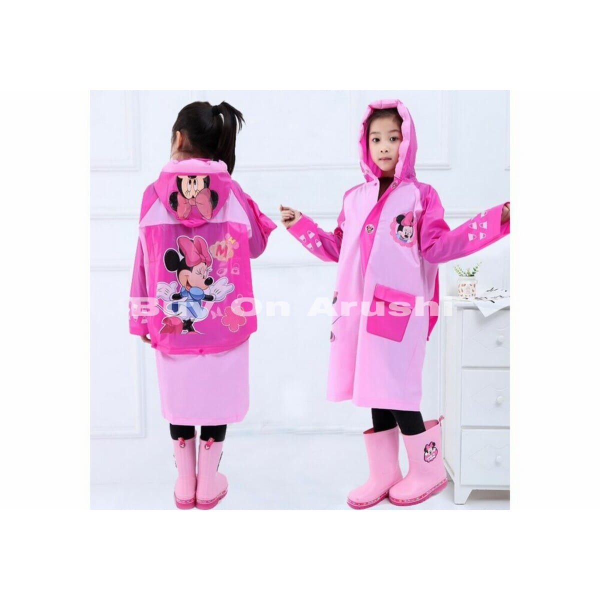 Kids Unisex Solid Cartoon Printed Raincoat(Print May Vary) By Arushi