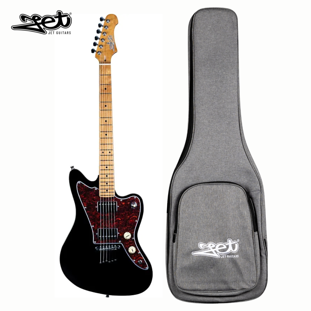 Jet Guitars JS JJ 350 BK HH Roasted Maple Jazzmaster Black w/ Gigbag