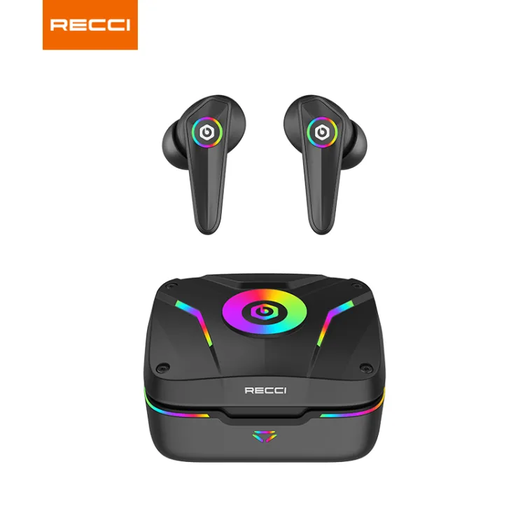 Recci rep-w37 upgraded version ANC ENC function wireless gaming earbuds  earphones headsets with RGB light effect