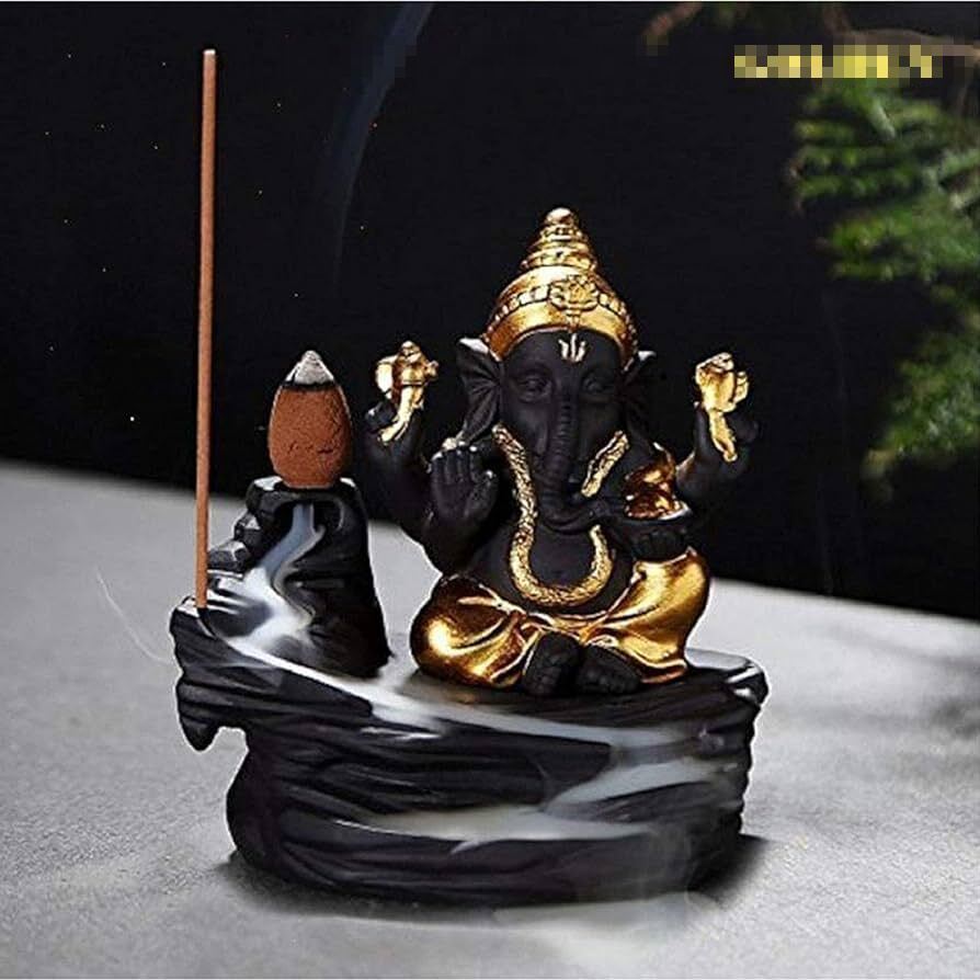 Ganesha Smoke Backflow Fountain Cone Incense Holder