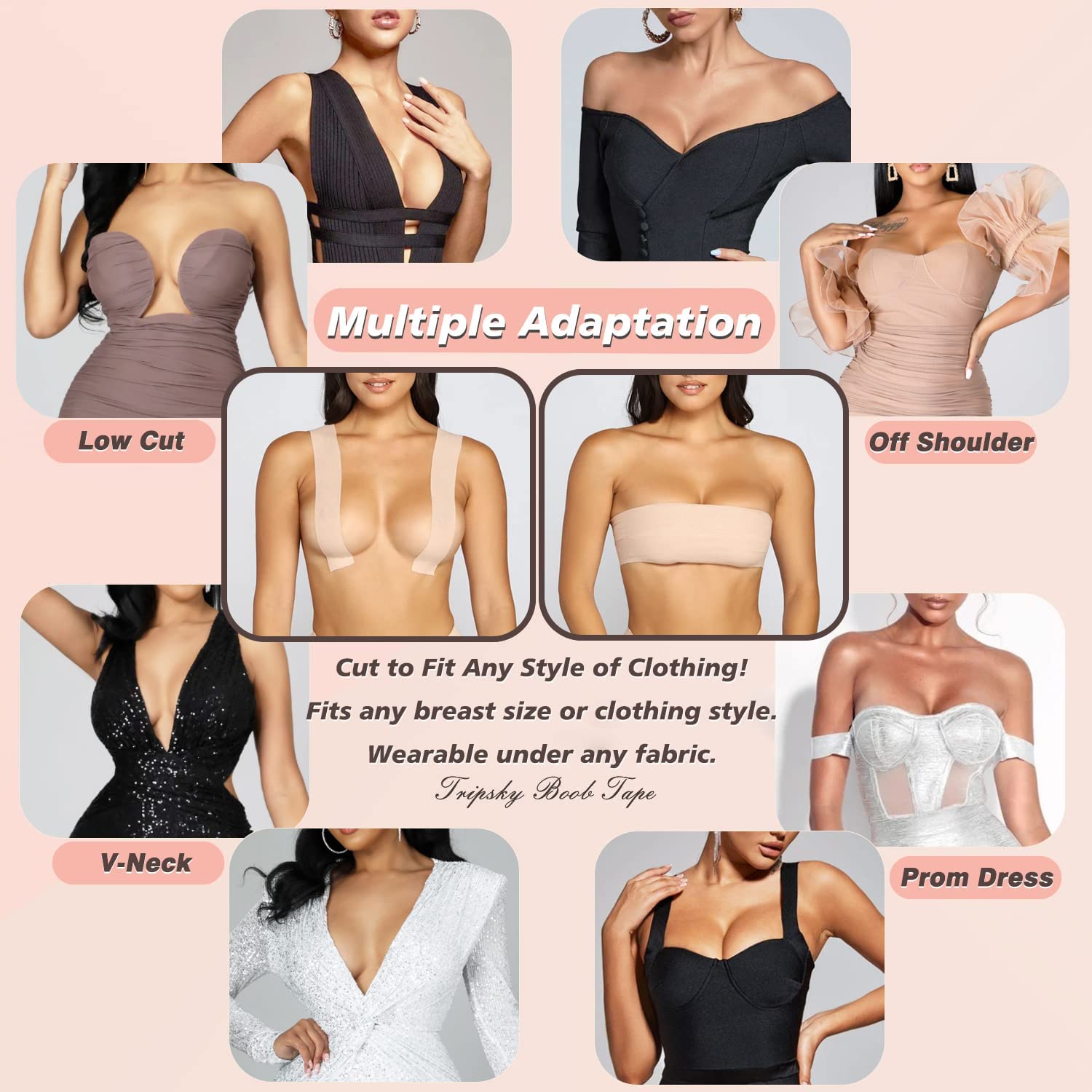 Boob Tape Waterproof Sticky Boobytape Boob Tape for Large Breast Lift Plus  Size from A to E Cup