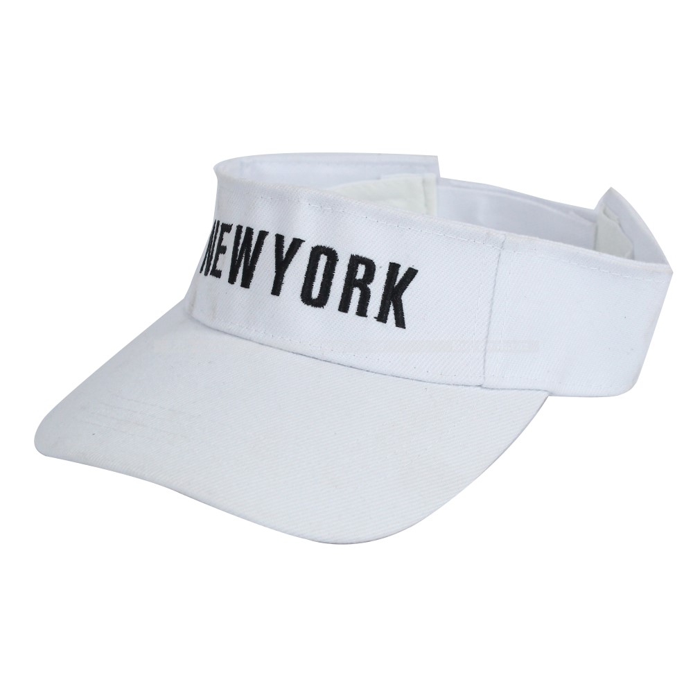 White Newyork Embroidered Cap For Women