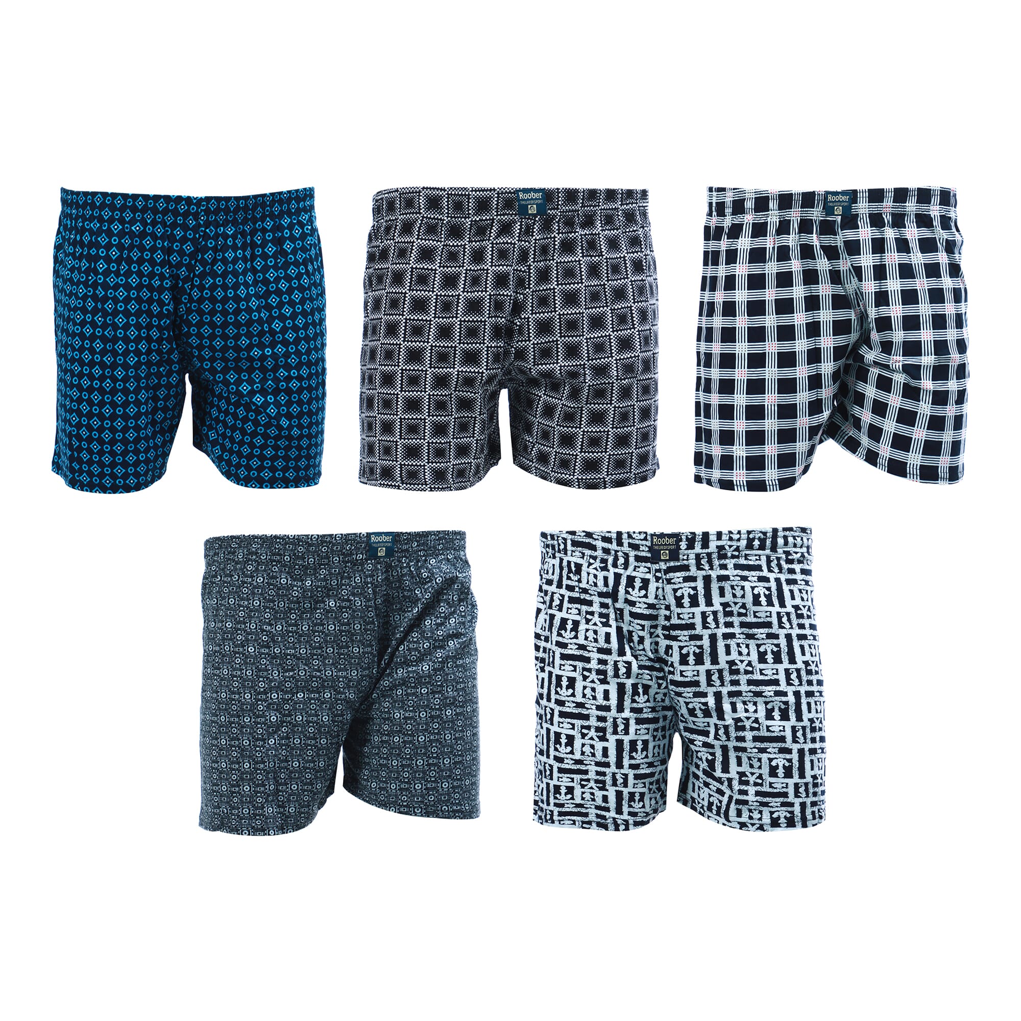 Pack Of 5 Pieces Roober Cotton Boxer For Men Multicolor