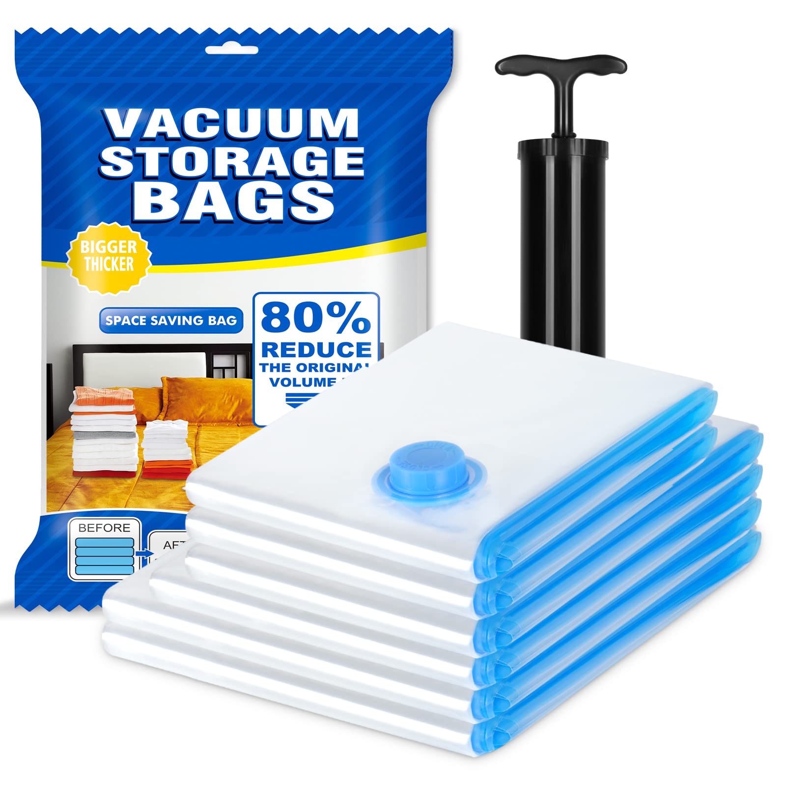 Vacuum Storage Bag Space Saving Storage Bags w/ Free Hand Pump