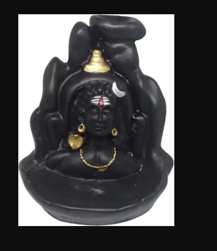 Adiyogi Fountain Incense Holder Decorative Showpiece Polyresin Smoke Fountain with 10 Free Smoke Scented Cone Inceses