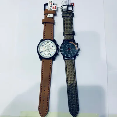 Best Supplier Round Dial Leather Strap Waterproof Casual Watch For unisex 2 Pic Combo Pack