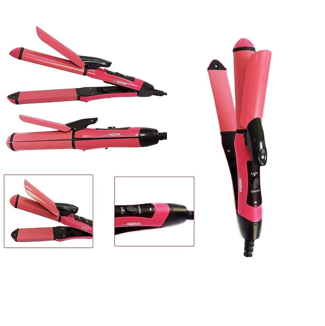 5 In 1 Hair Styler Havells Curling Rod BeautyPro NHC-2009 – Pink Ceramic Hair  Curler Straightener, image size:1112x1116