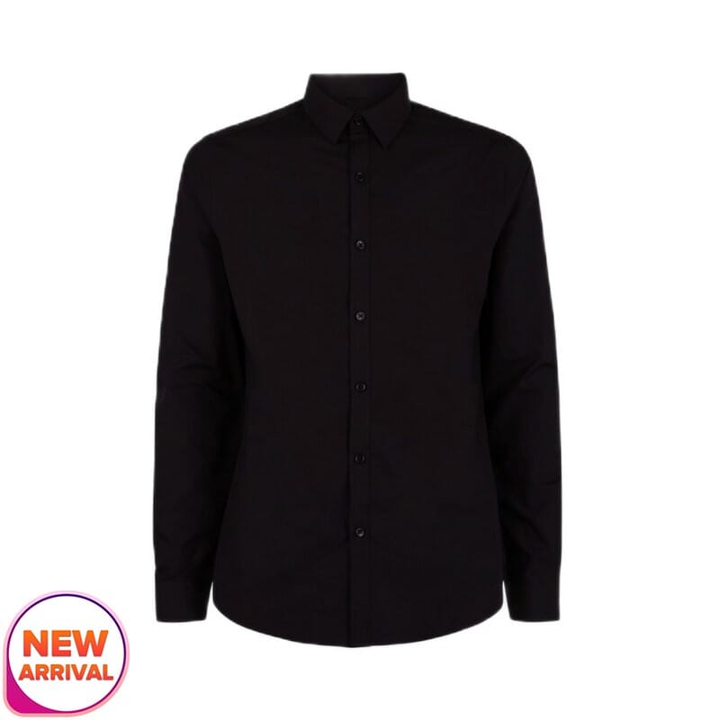 Black Full Sleeves Plain Cotton Shirt 