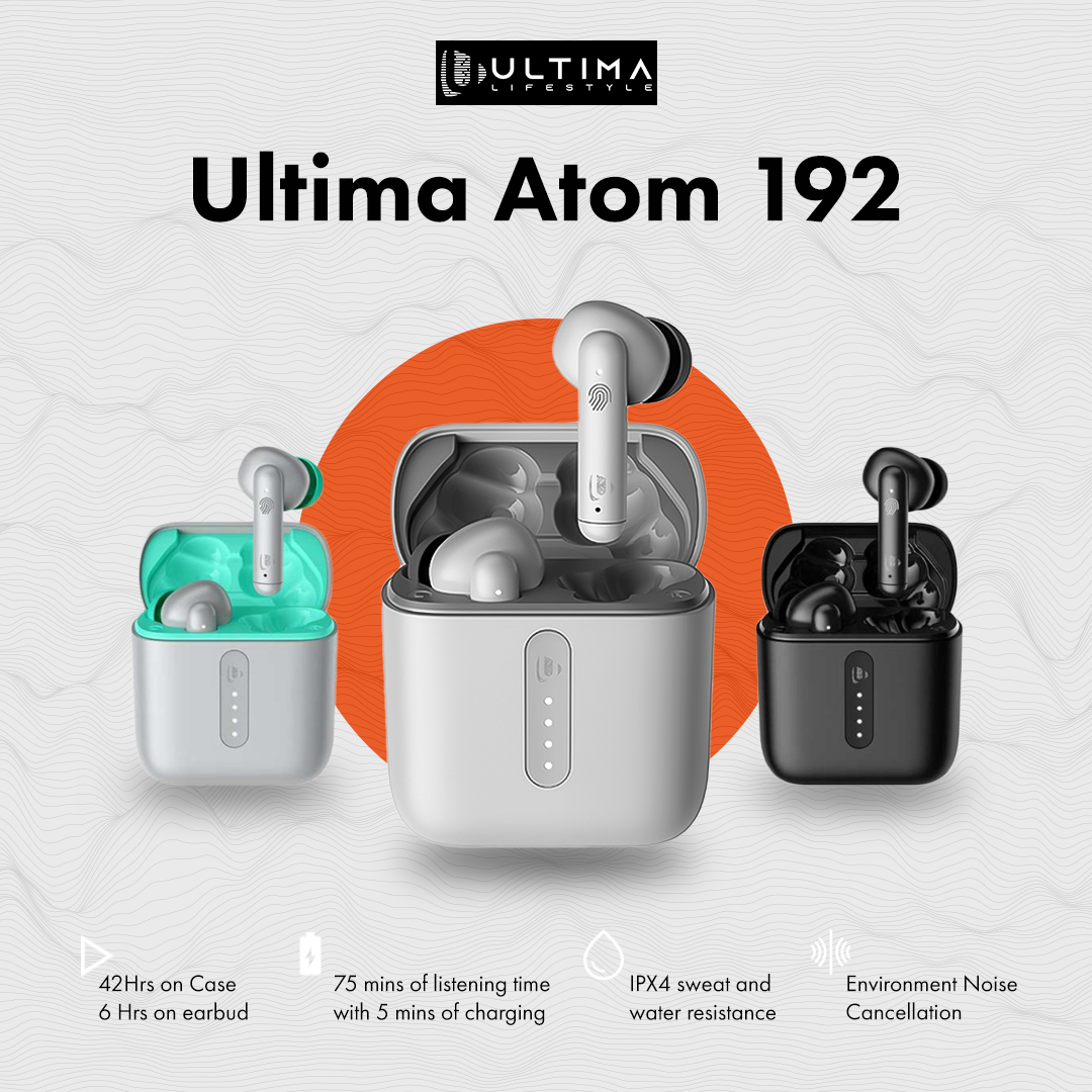 Ultima Atom 192 Bluetooth Truly Wireless Earbuds With Mic