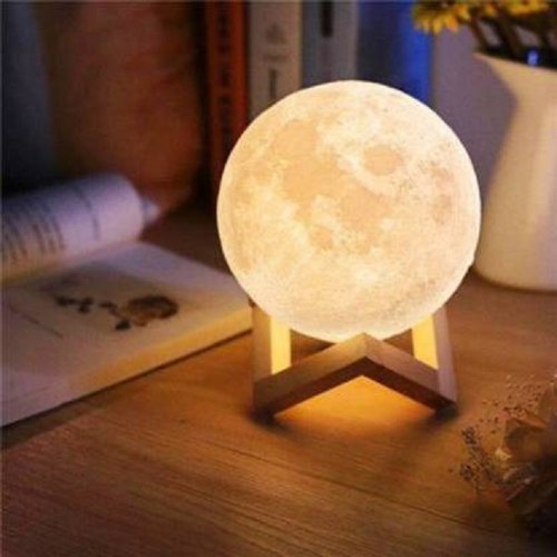 Moon Lamp Usb Night Light Touch Dimming With Wooden Base Home Decor Creative Gift-1199