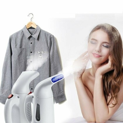 Portable Handheld Garment and Facial Steamer | 2‑in‑1 Fabric & Face Steamer | Easy Steam Iron for Clothes and Skincare
