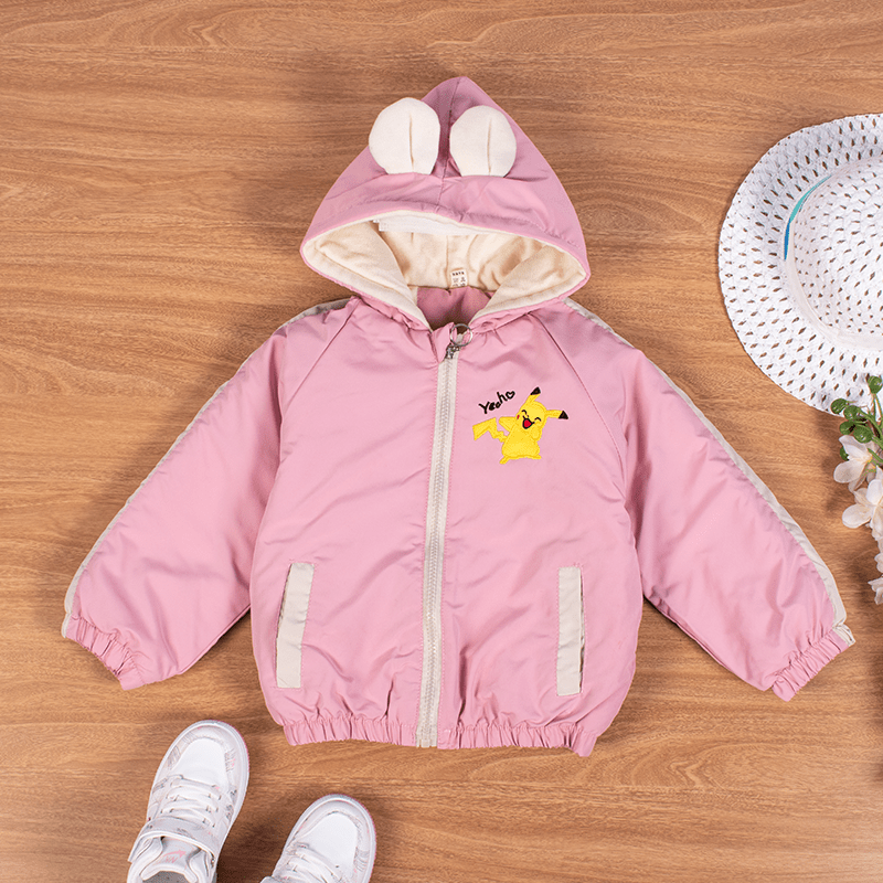 Baby Girl Cute Dog Print Front Zipper Hooded Cotton Summer Jacket