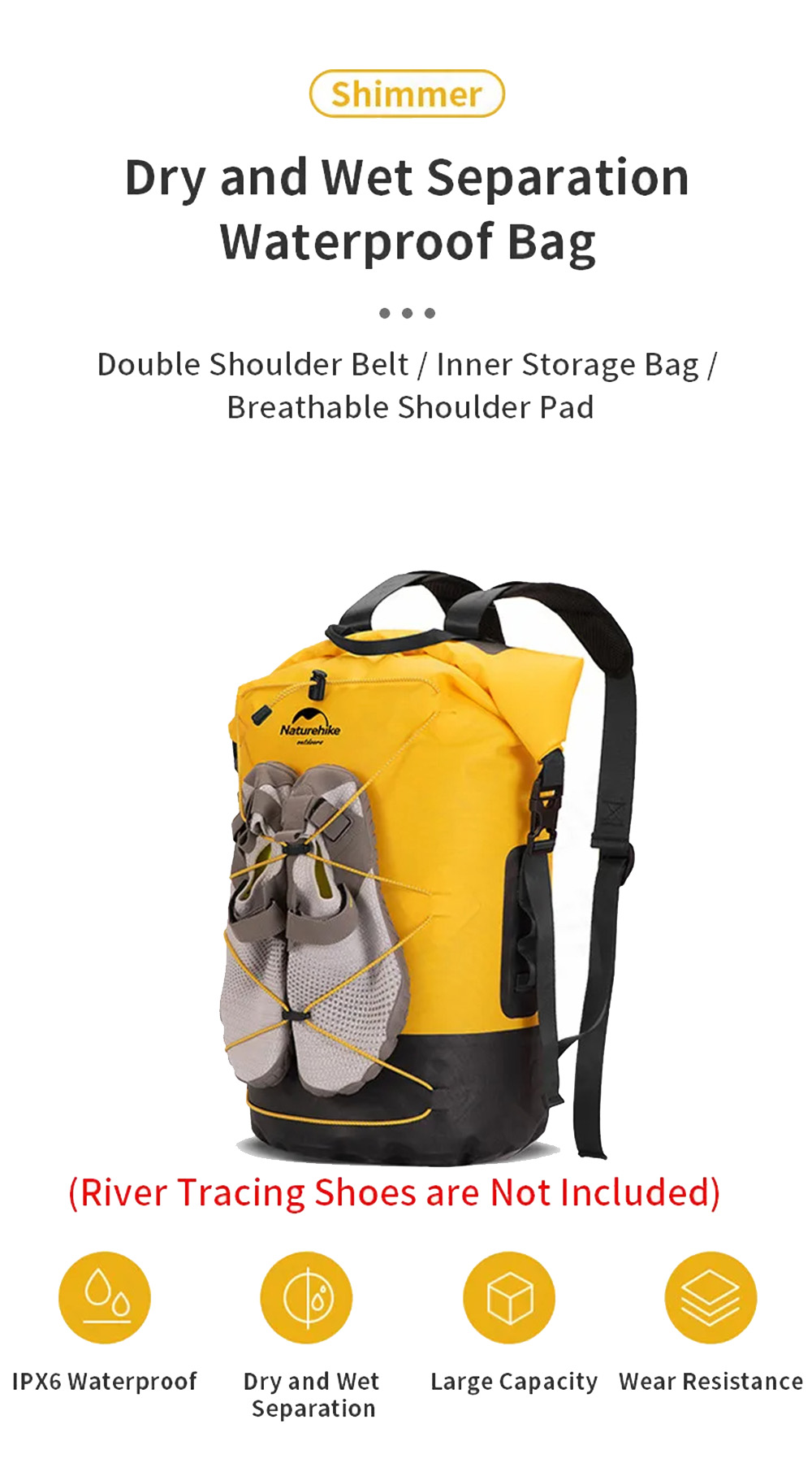 Naturehike Backpack IPX6 TPU Waterproof Rucksack Dry and Wet