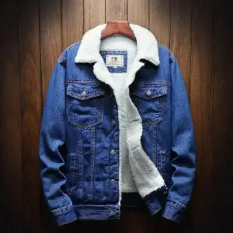 jeans jacket with fur for men