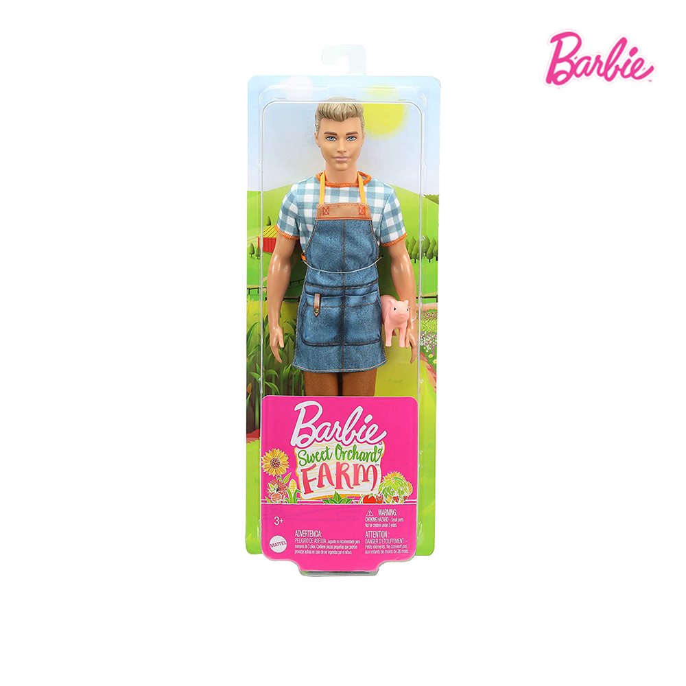 Barbie Sweet Orchard Farm Ken Doll, Sandy Blonde, with Piglet