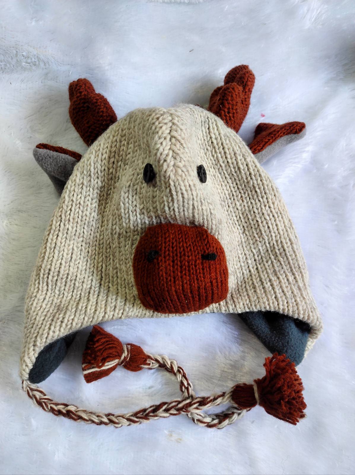 Woolen Knite Animal Reindeer Moose Hat/Cap, Topi