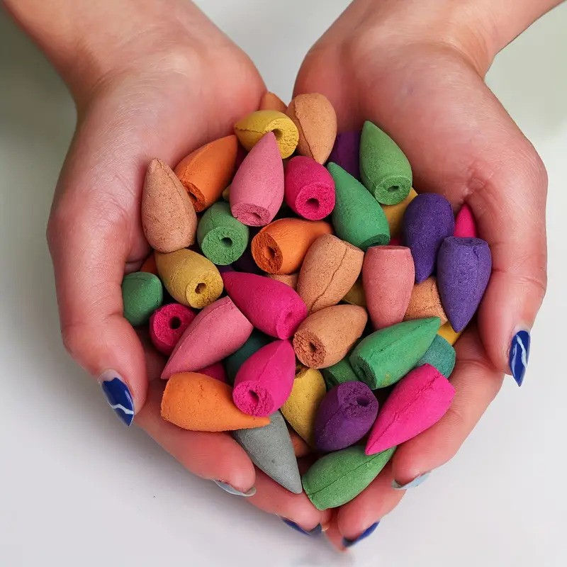 120 Pcs/Packet Backflow Incense Cones Natural Smoke Cones for Backflow Incense Burner