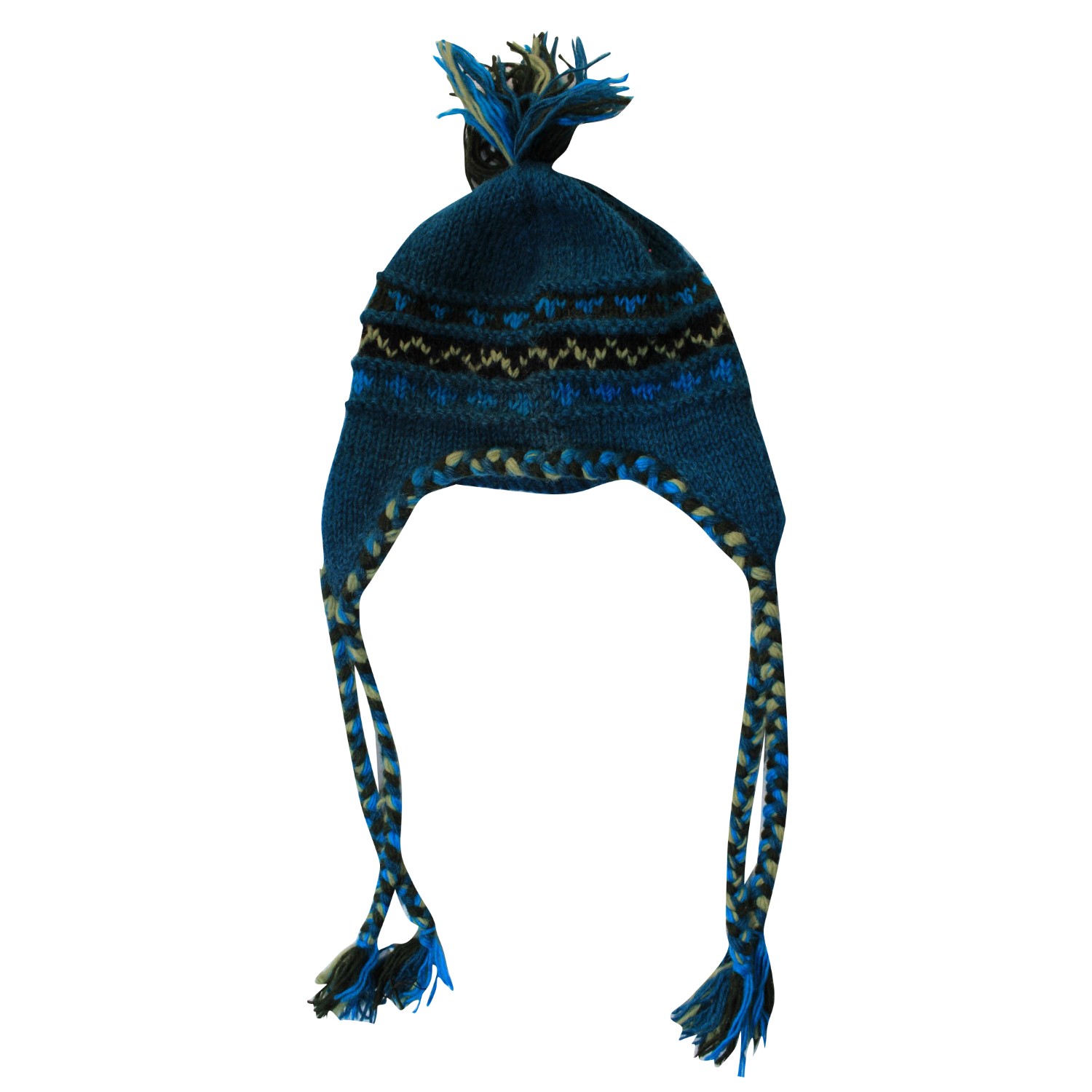 Blue Woolen Nepali Made Hand Woven Cap For Unisex