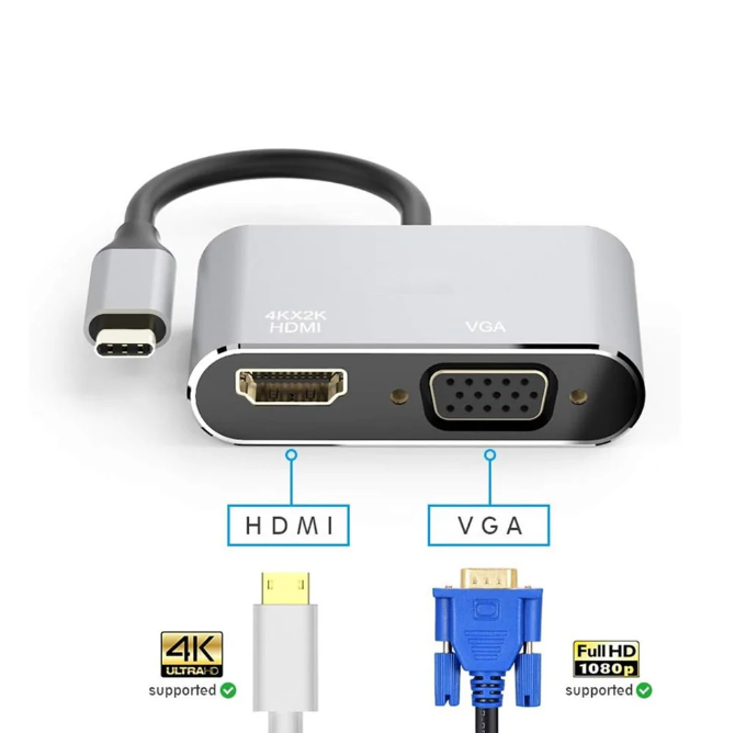 Ipad Pro CableCreation USB C To HDMI VGA Adapter4K@60Hz, VGA To