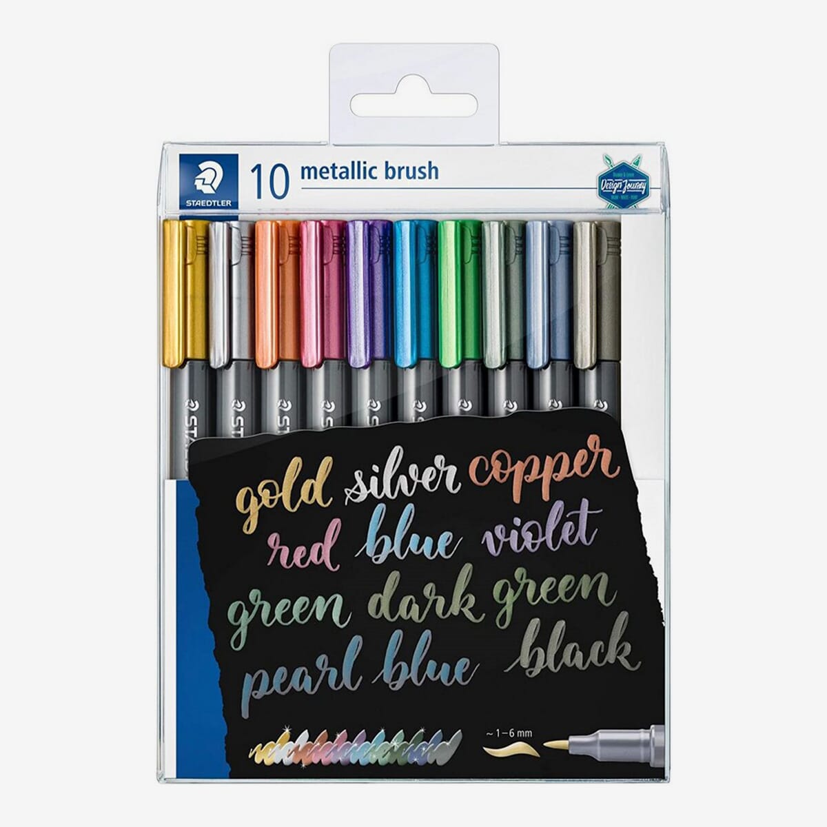 STAEDTLER Metallic Brush Pens, Pack of 10 Assorted Colors (8321