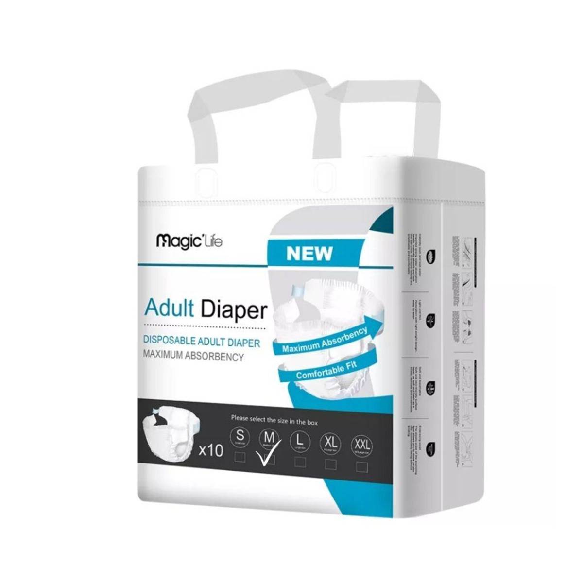 Magic Life Adult Disposable Diaper Medium Tape Type 10 pcs