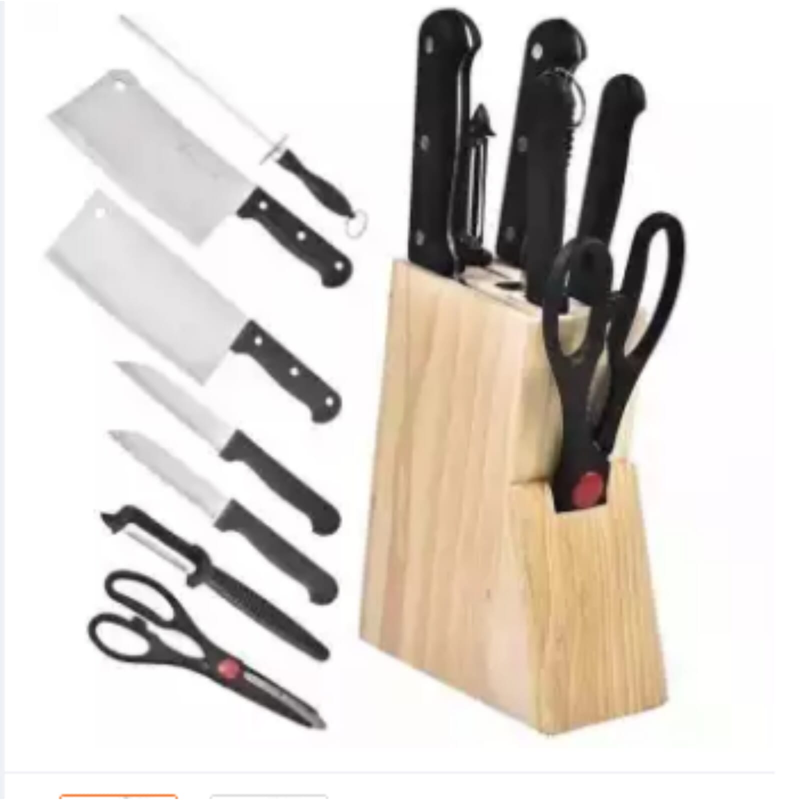 Stainless Steel Kitchen Knife Set With Wood Stand 7pcs set
