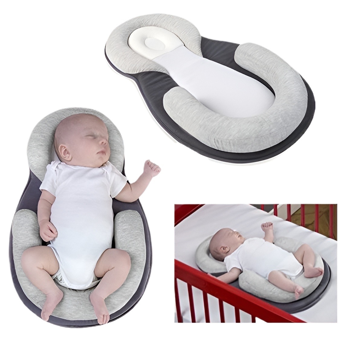 Baby Snuggle Nest with Head Support Pillow Portable Baby Bed