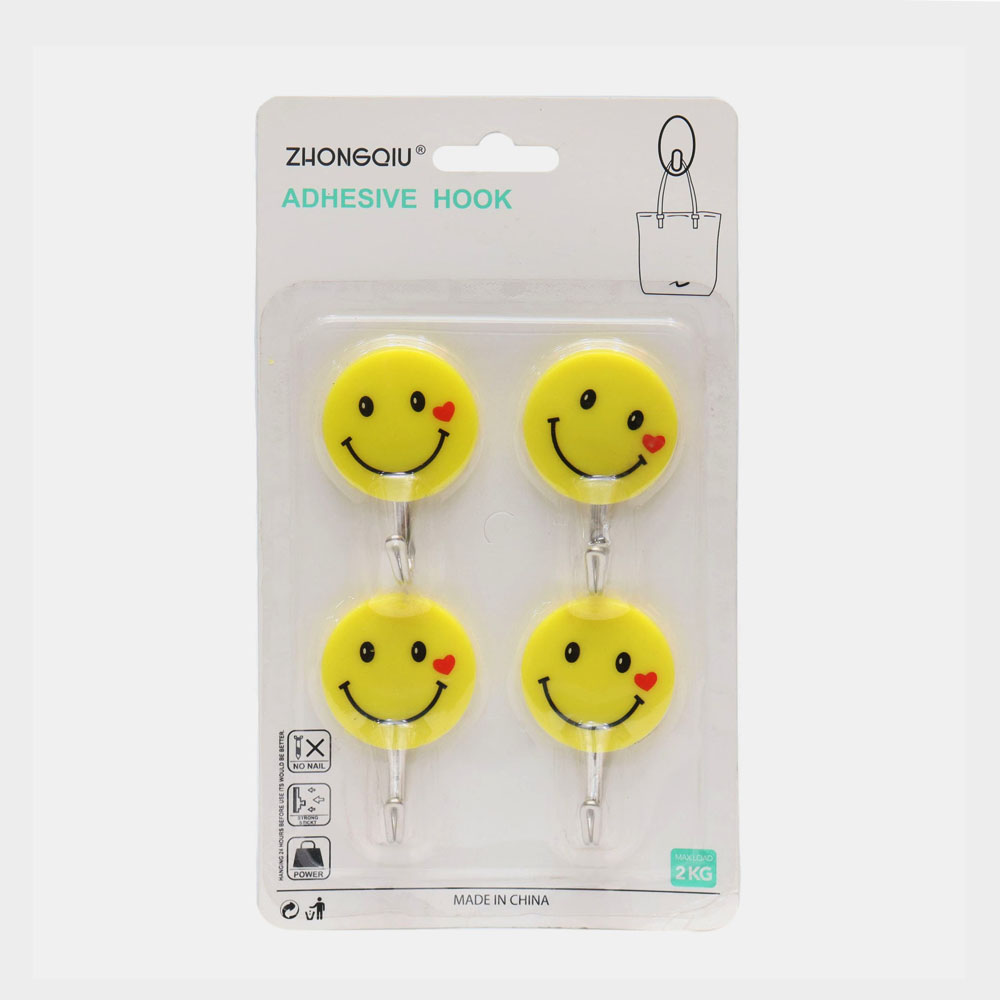 Smiley Face Wall Hooks 4 Pcs
