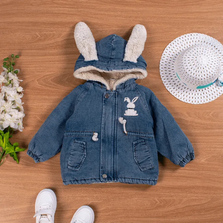 Denim jacket with cheap fur for baby boy