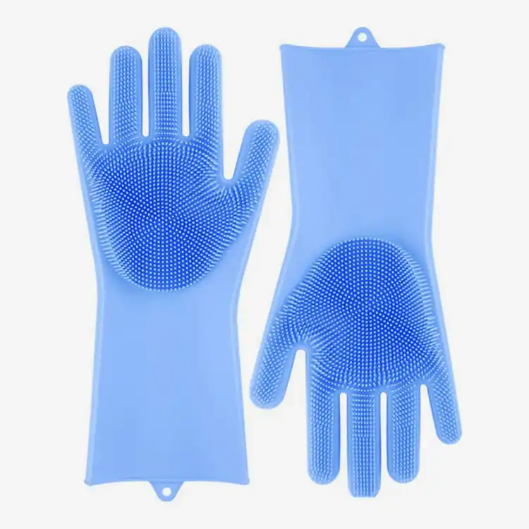 Magic Silicone Gloves With Wash Scrubber 1 Pair Reusable