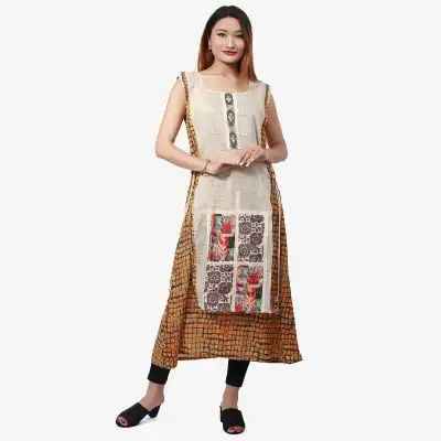 Buy Green Cotton Sleeveless Striped Kurta with Pants- Set of 2 online at  Theloom | Designer dresses indian, Designer kurti patterns, Kurti designs  party wear