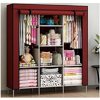 Folding Wardrobe Storage Rack Collapsible Clothes Fabric Cloth Storage Almirah(Color May Vary)