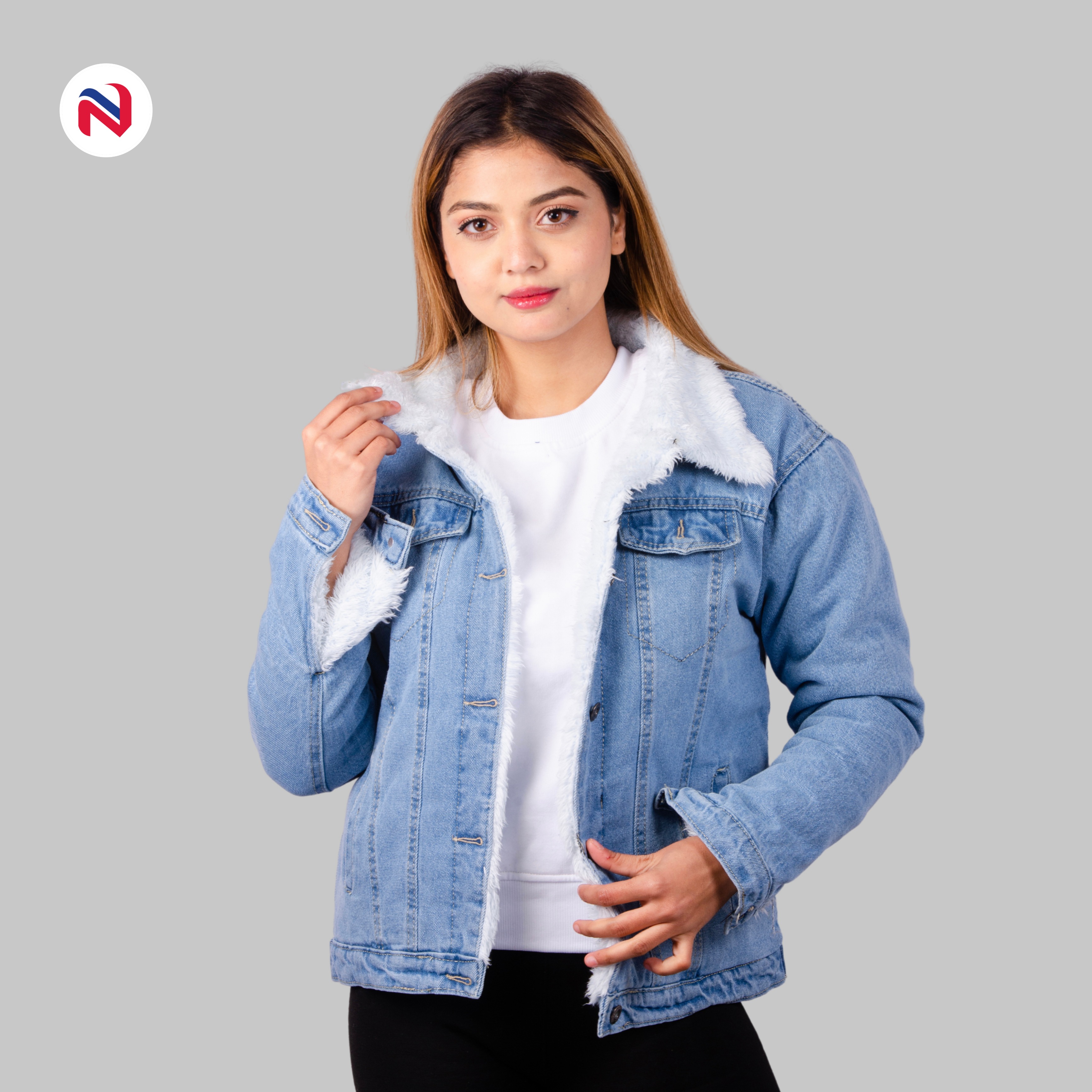 fluffy denim jacket womens