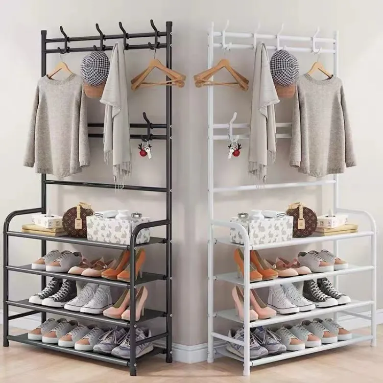 Multifunctional Shoe Rack Organizer Simple Floor Coat Rack Shoe