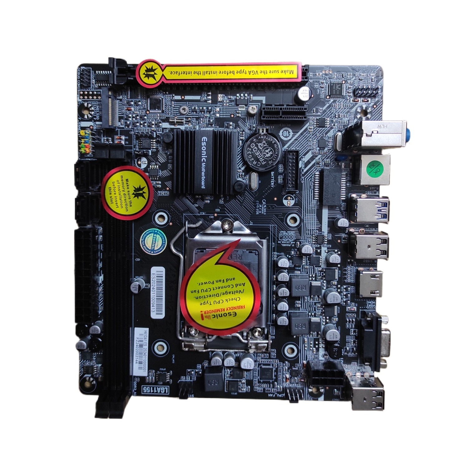 ESONIC H61 Motherboard with M.2 NVMe SSD Slot, Supports 2nd & 3rd Gen ...