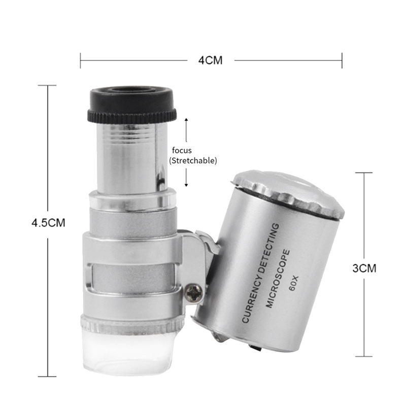 Microscope Mini Glass 1 Piece Portable Mini Pocket 60X Microscope Handheld Magnifying Glass ...