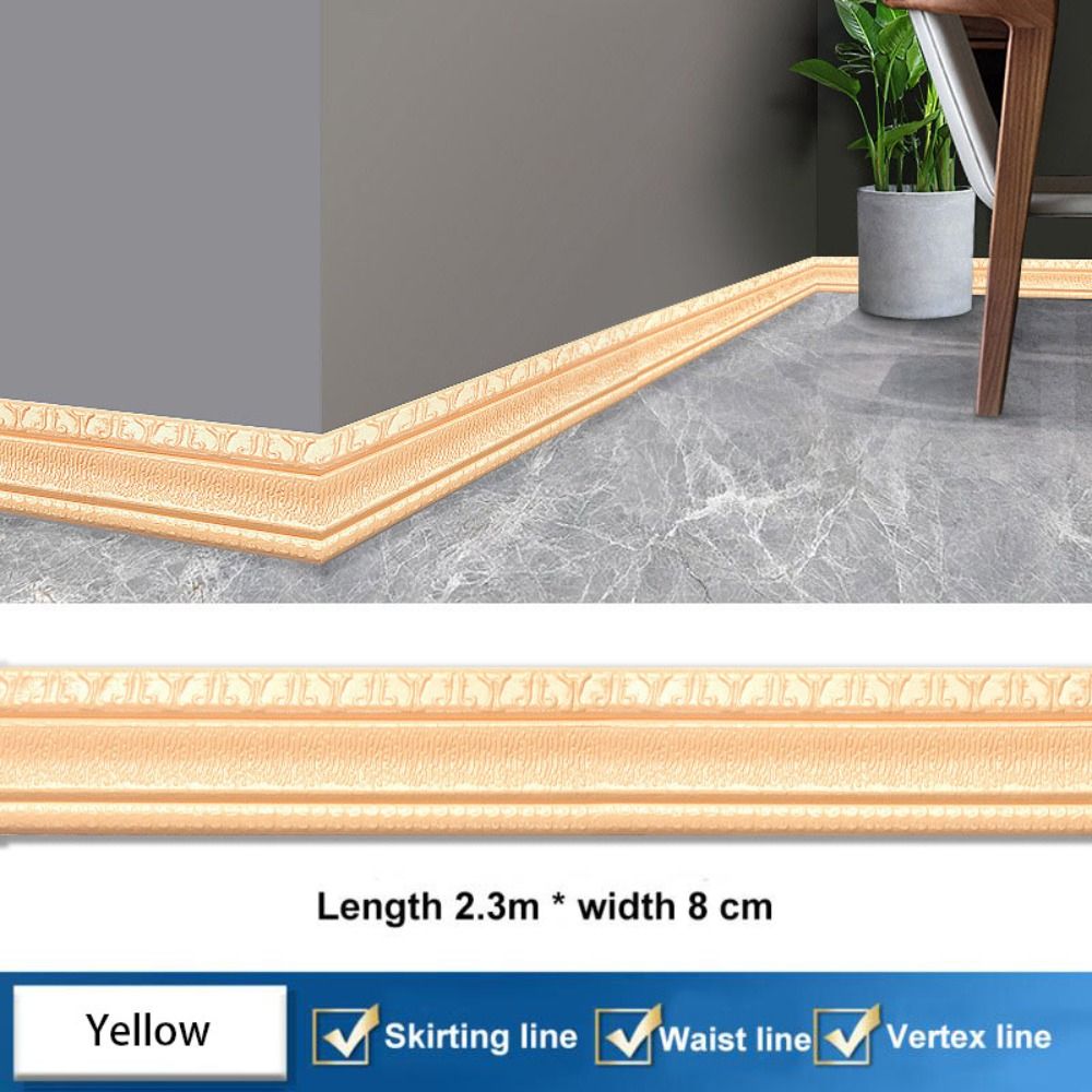 8cm Line 2.3m * 8cm Fashion XPE Foam 3D Skirting Line Waterproof Thicken Wall ...